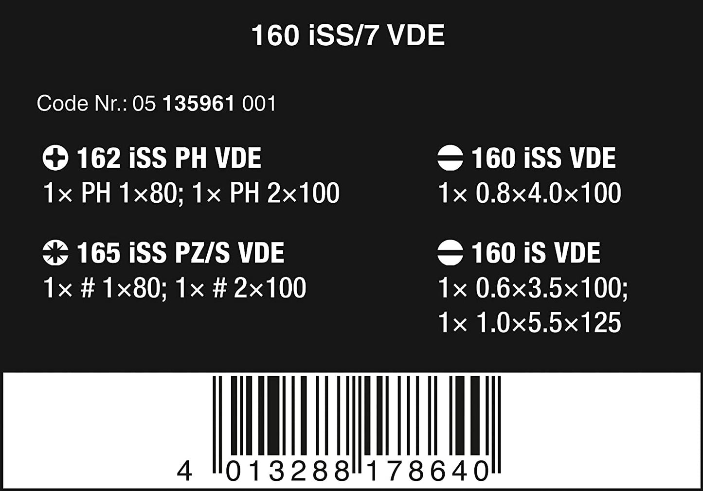 Schraubendreher Satz 160 iSS/7, VDE