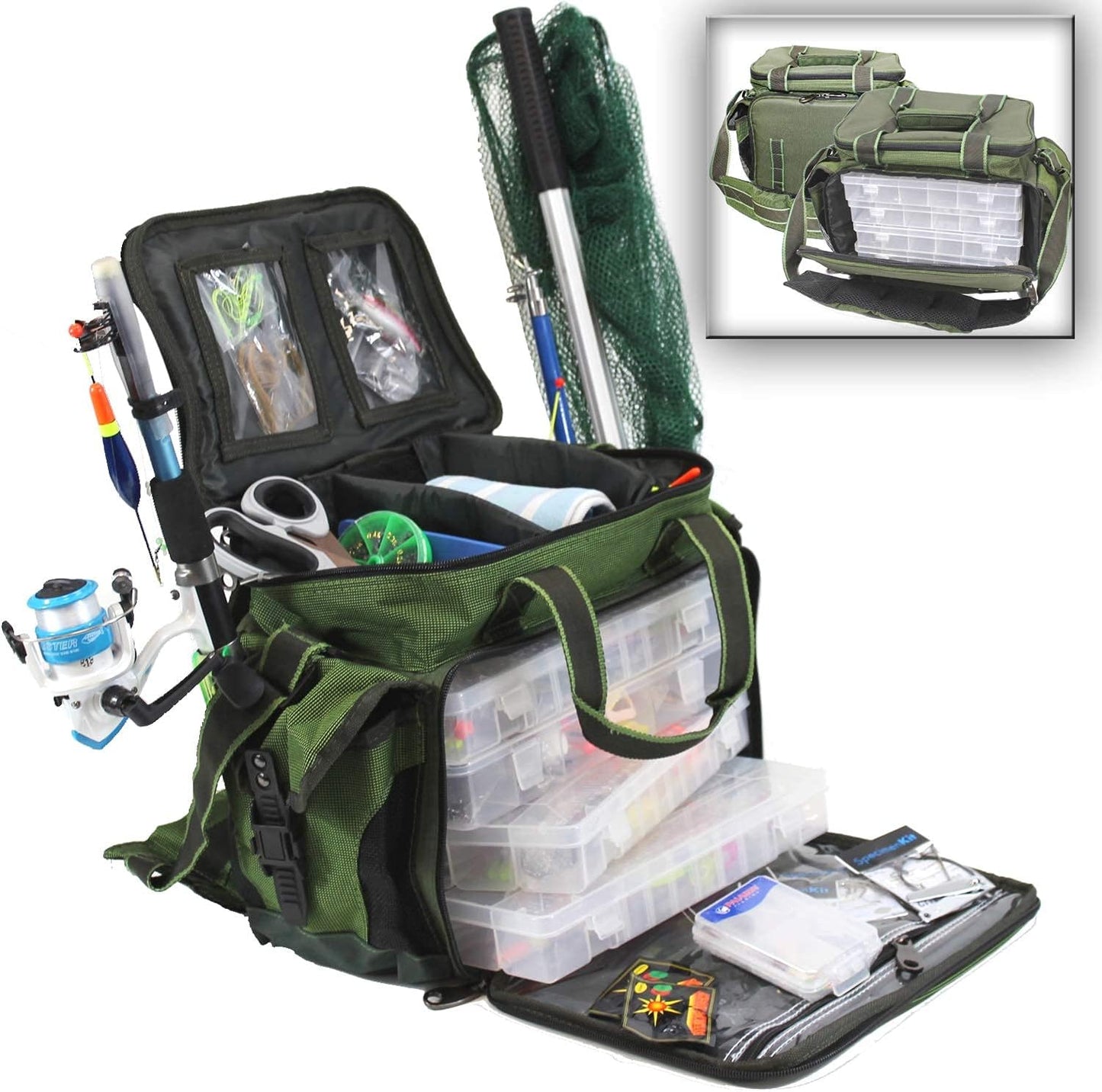 Angelboxentasche inkl. 4 Tackle-Boxen