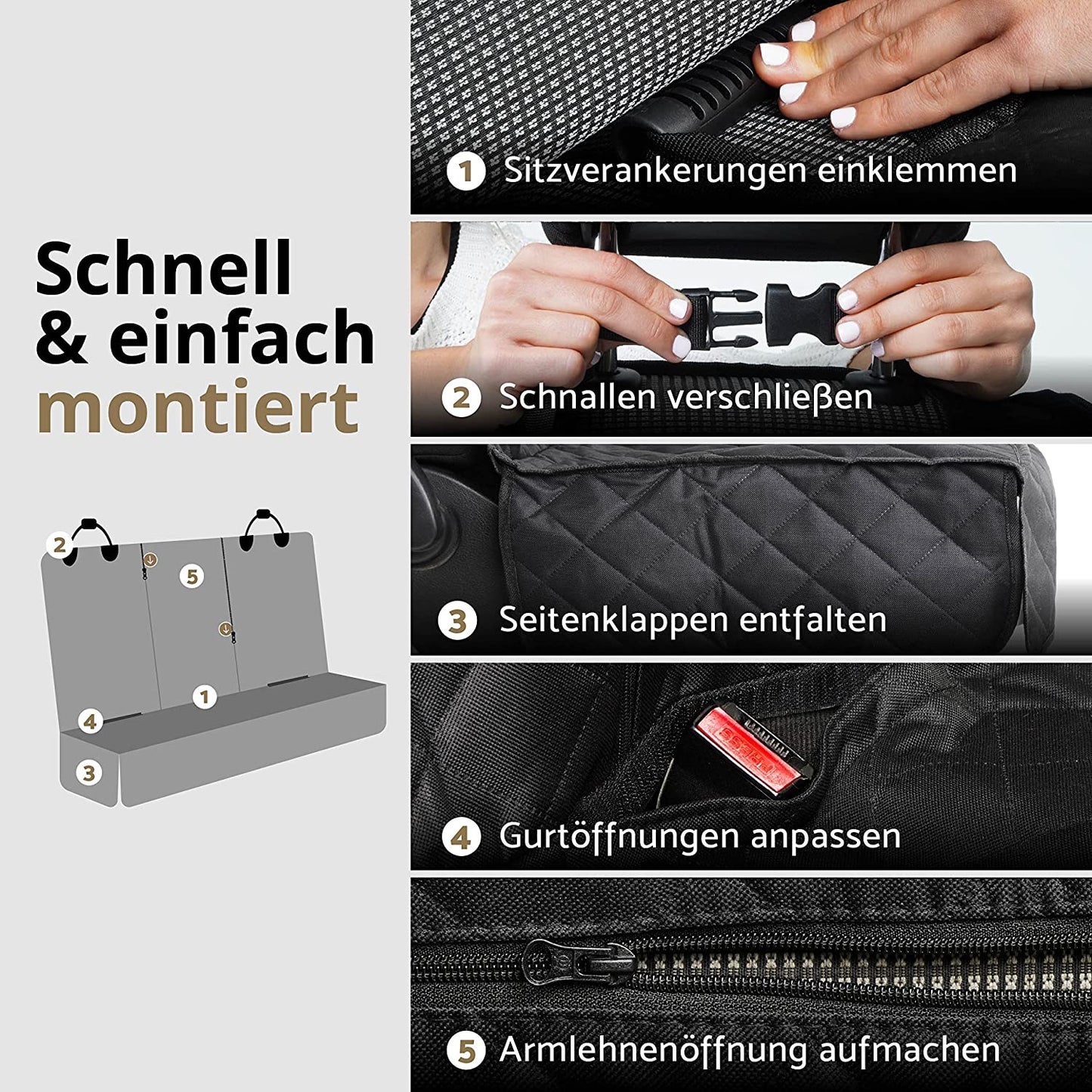 Schutzdecke für den Rücksitz, 133cm (mit isofix)