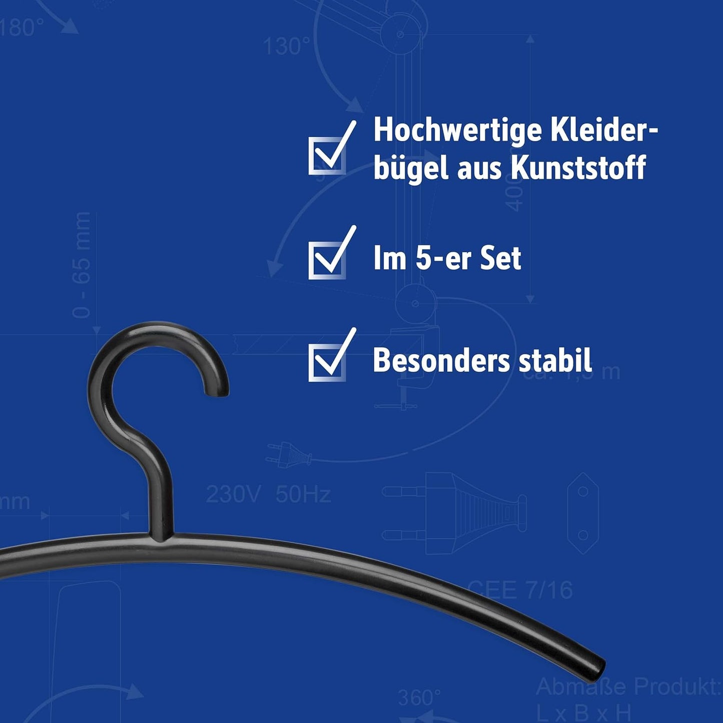 Garderobenbügel, Kunststoff - Schwarz