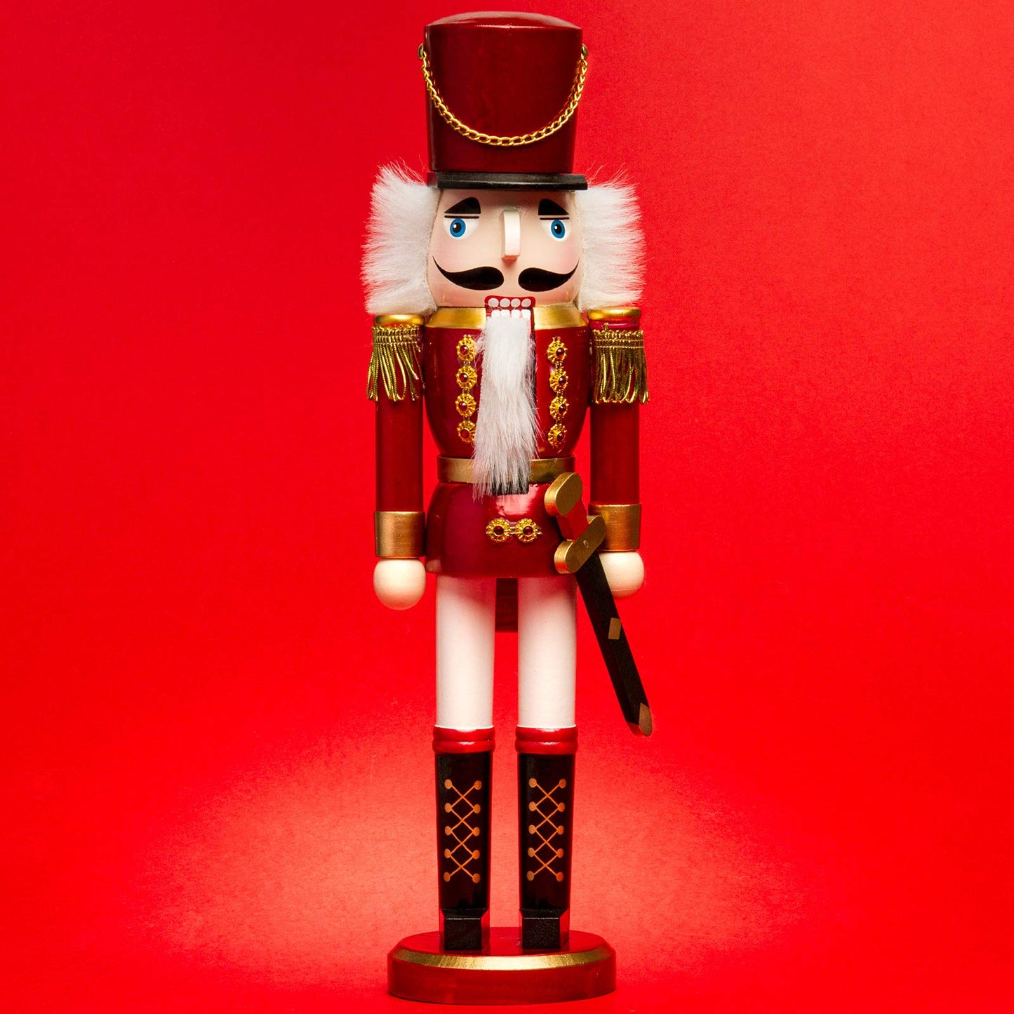 NK-I Nussknacker Soldat, Soldat Rot Weiss, Höhe ca. 38 cm