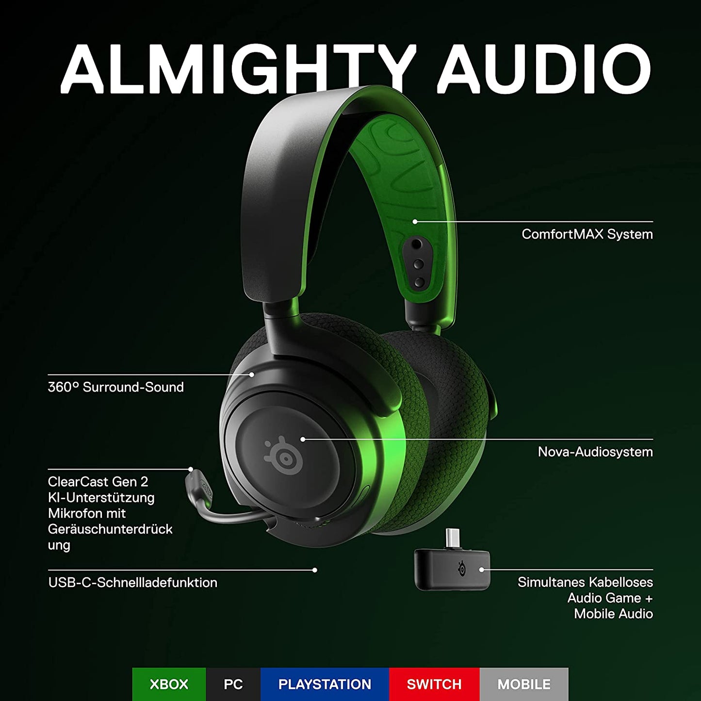 Arctis Nova 7X, Gaming-Headset, Gen 1 - Schwarz