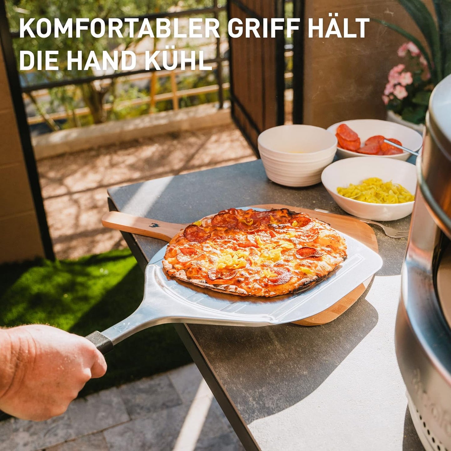 Pizzaschieber, Edelstahl Pizzaschieber