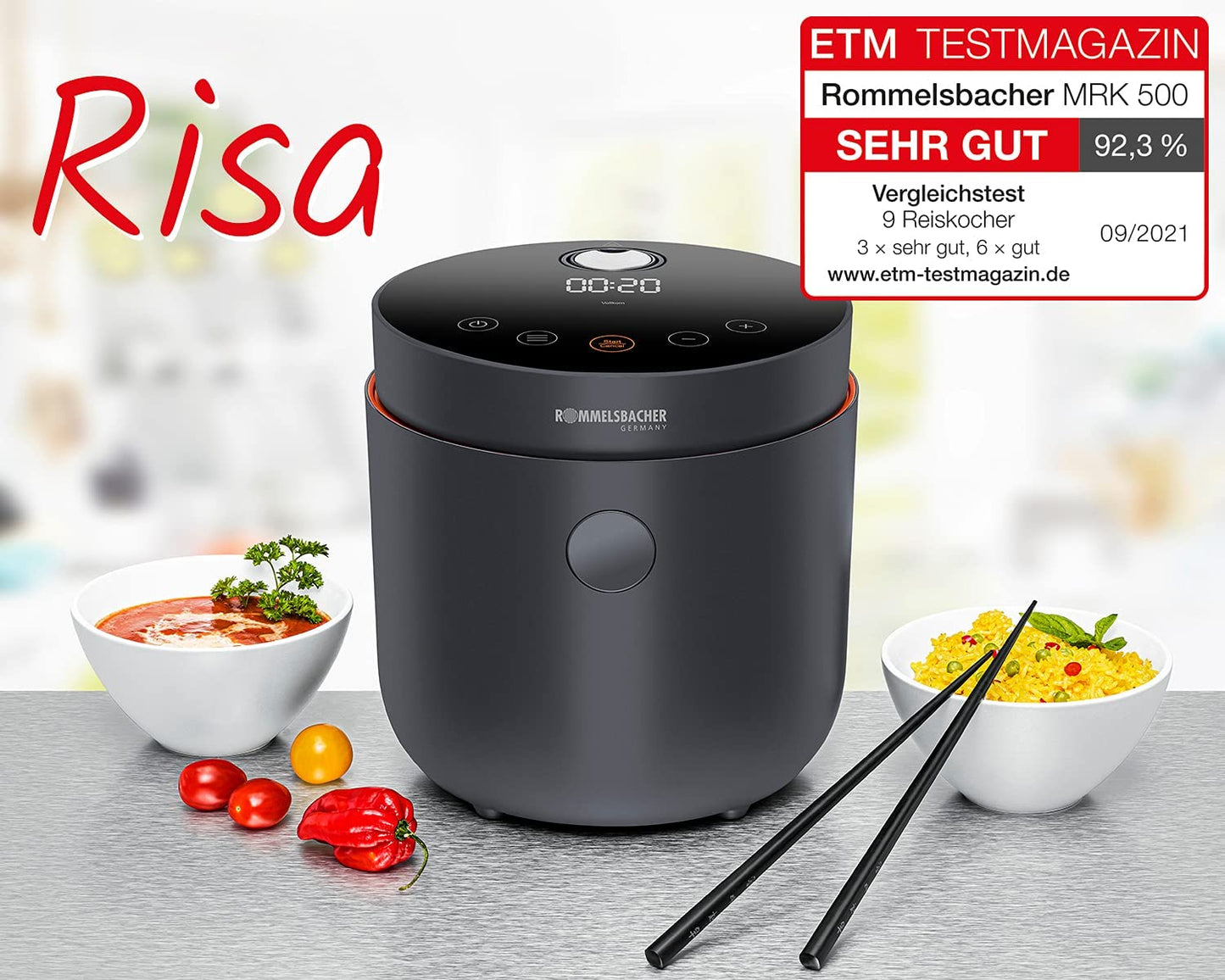 Multi-Reiskocher MRK 500 Risa, 1,5 Liter Nutzvolumen - für bis zu 6 Portionen Reis