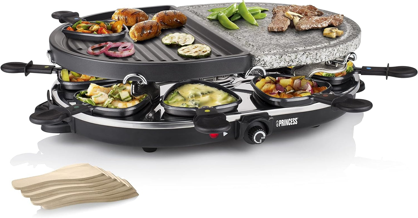 162710 Raclette 8 Oval Stone & Grill Party
