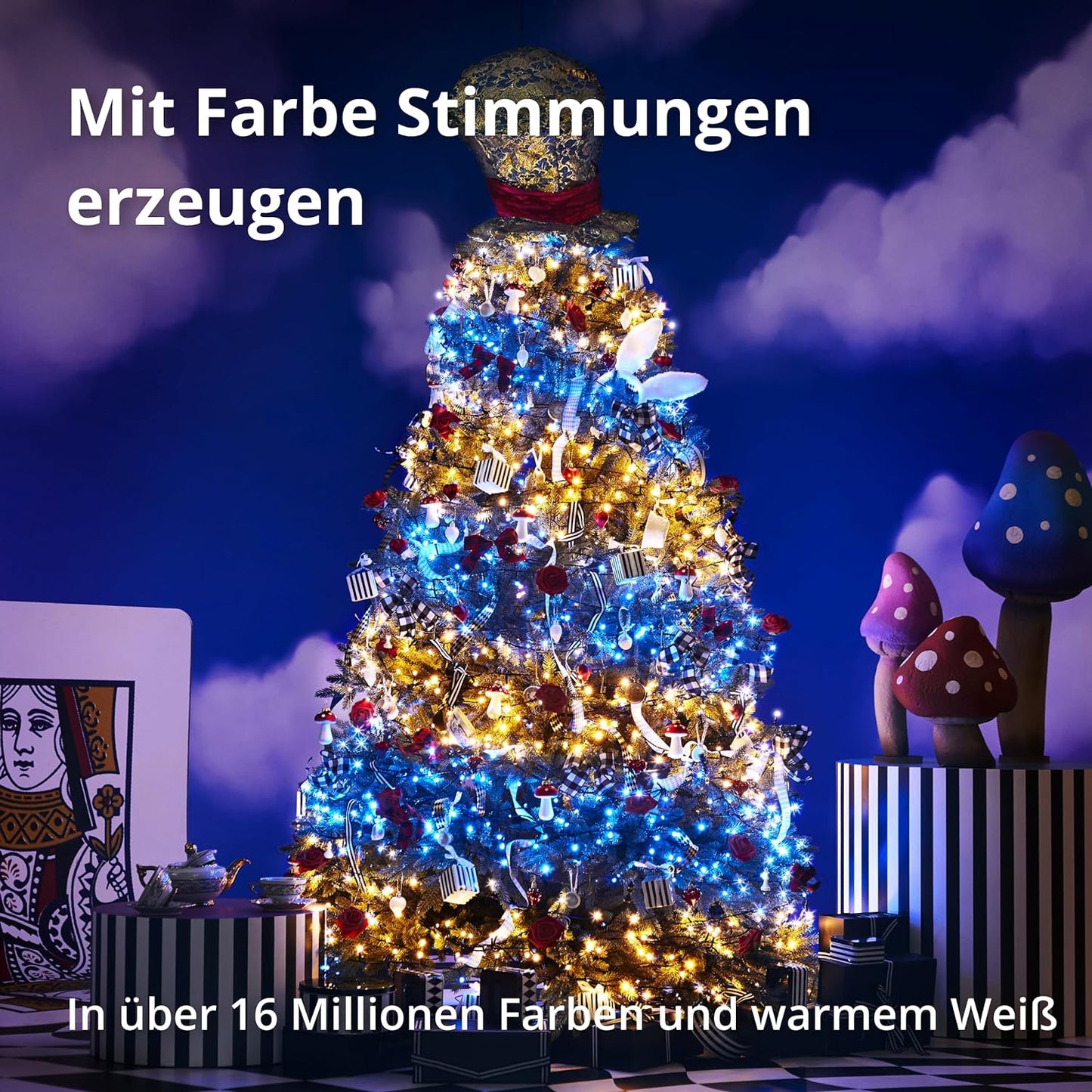 LED Lichterkette, Mehrfarbig + Weiss, 400 LED