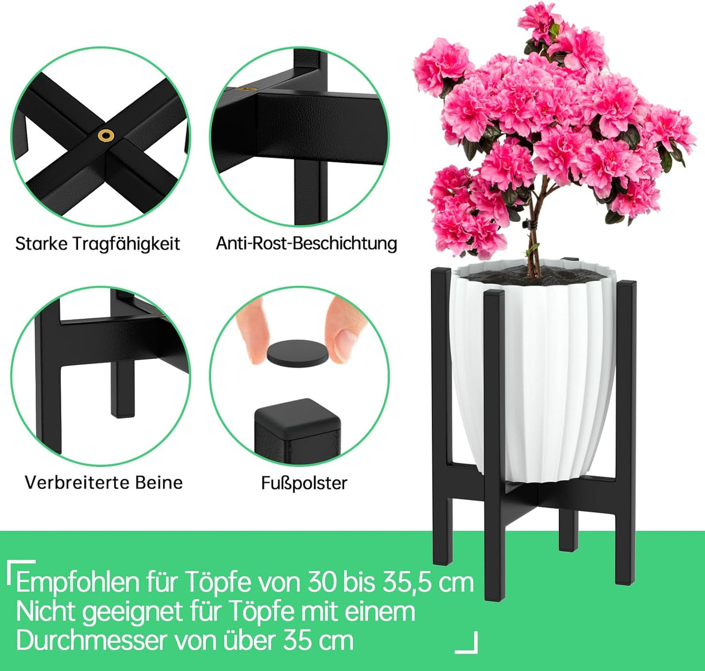 ZMTECH Blumenständer, 35,5 cm (1er-Set)