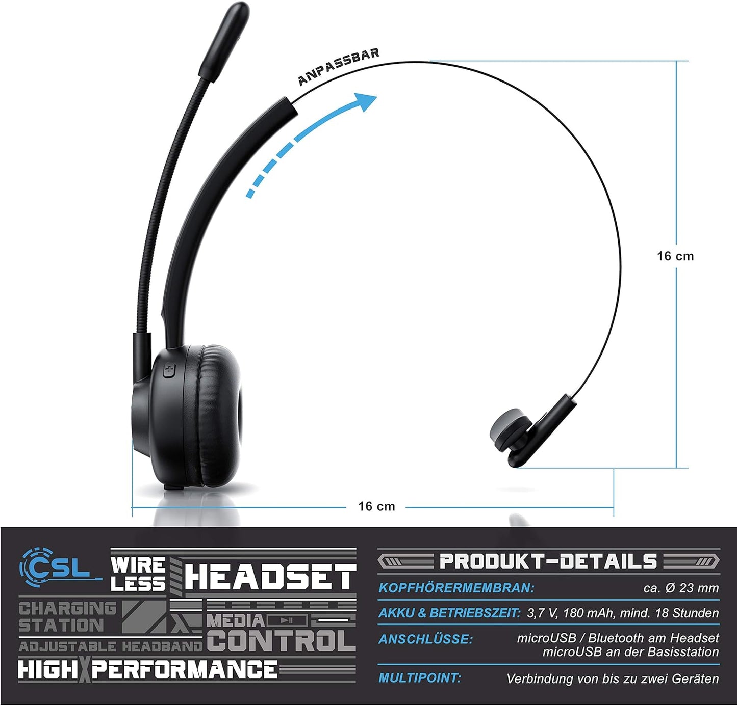 Kabelloses Headset mit Ladestation, Variante A, A