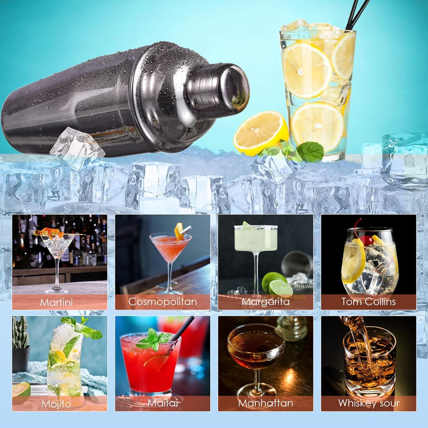 Cocktail Shaker Set, Grau