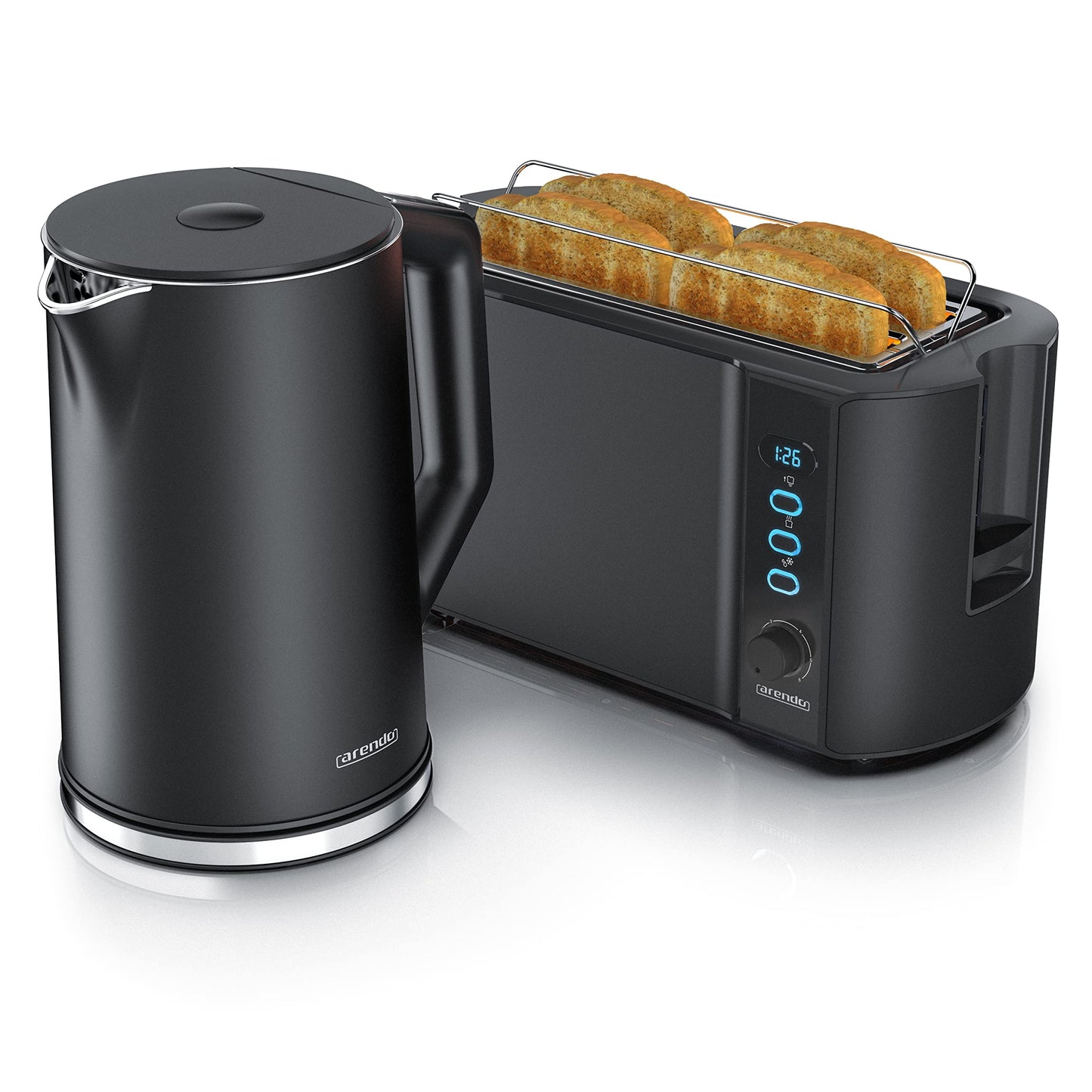 Wasserkocher ELEGANT und Toaster Set, A: Schwarz