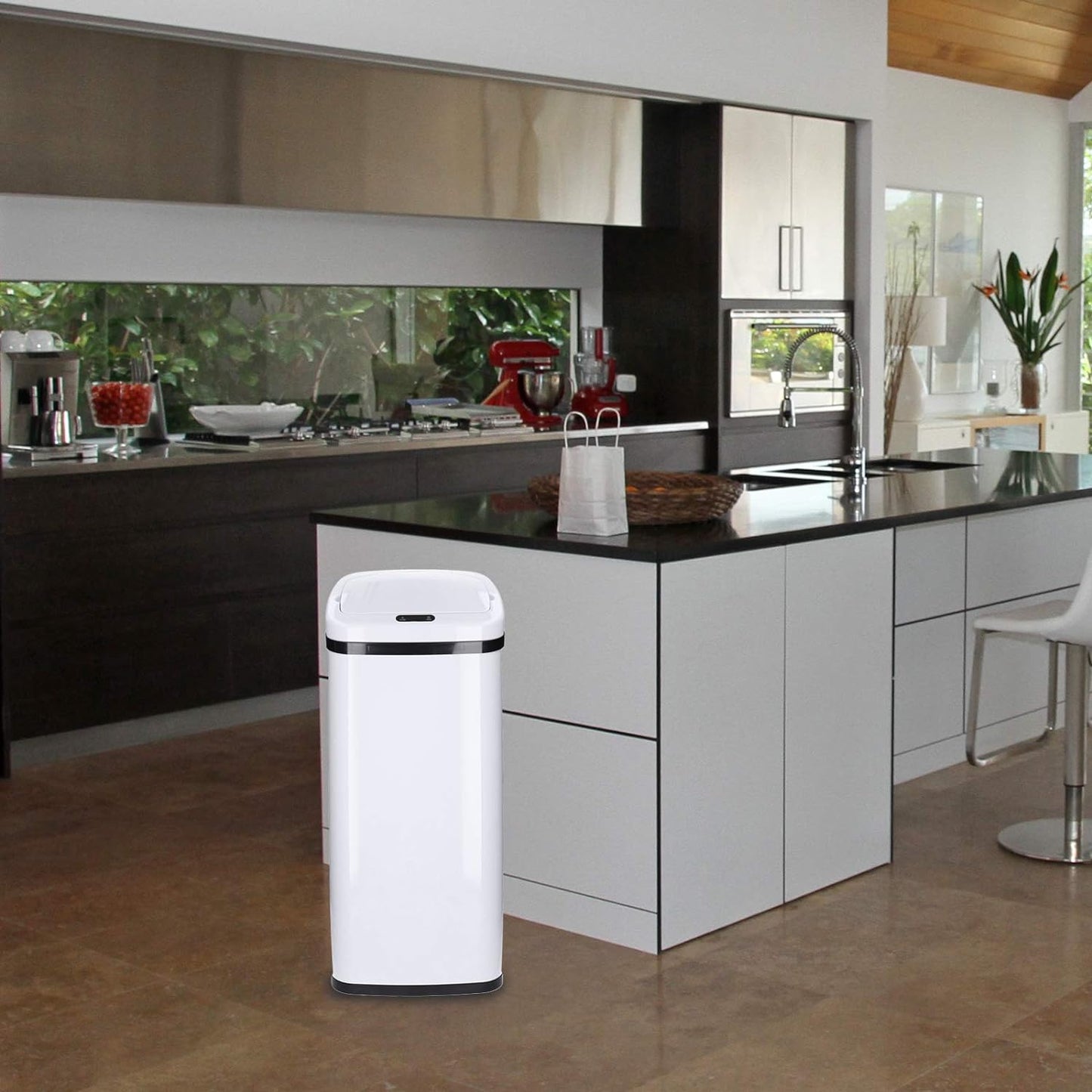 Sensor Müll-Eimer, 50 Liter Weiss - Rechteckig