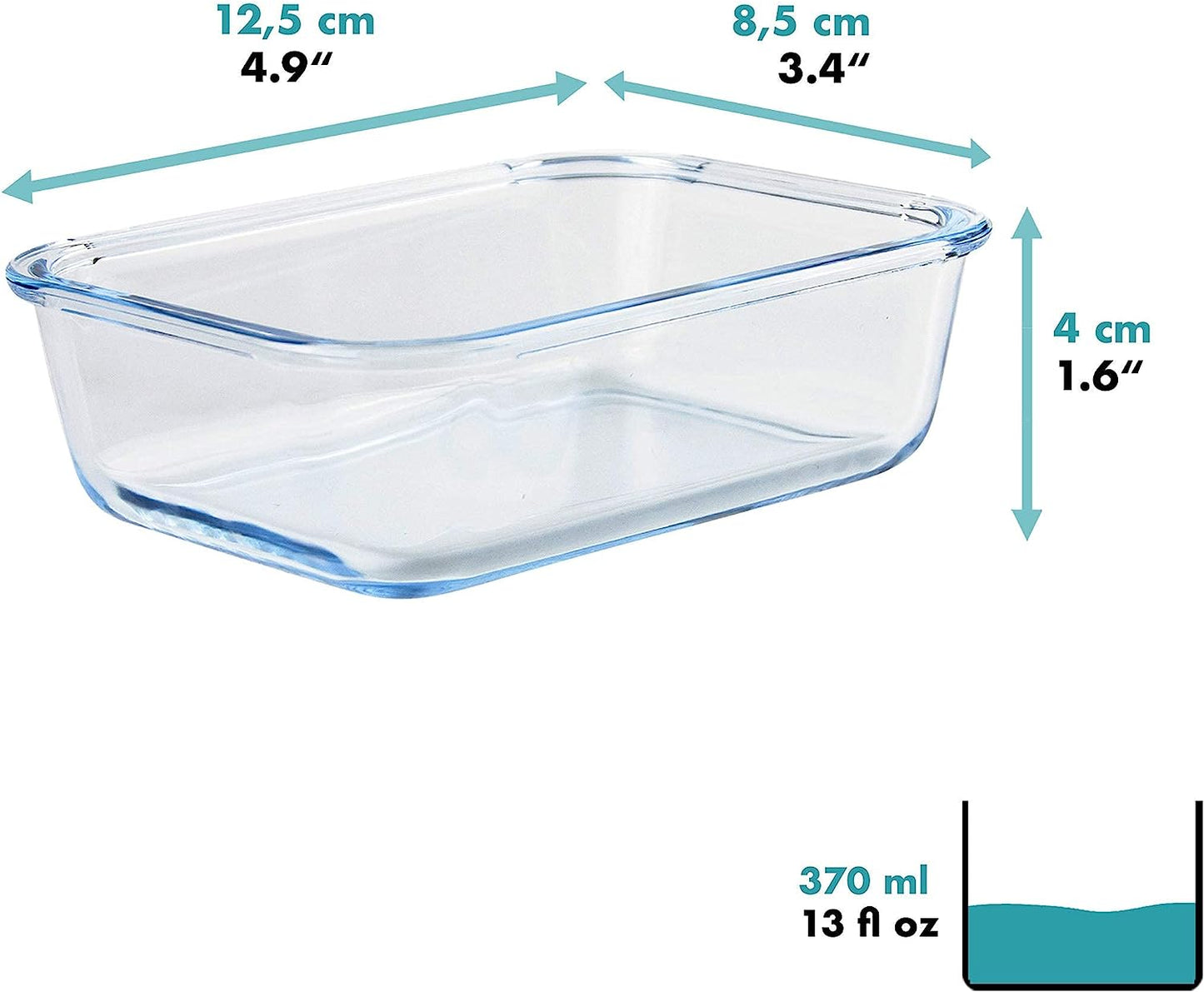 Aufbewahrugnsboxen, Rechteckig. 6 x 370 ml