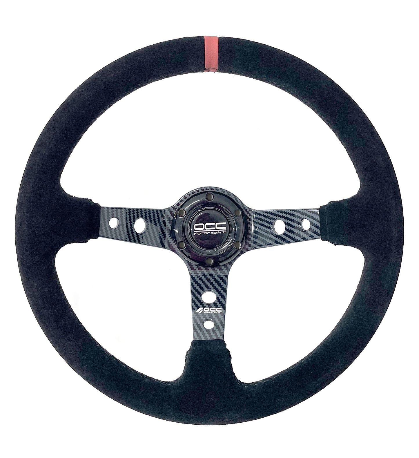 Lenkrad, SCHWARZ - ROT, ALCANTARA, ALUMINIUM IN KARBONOPTIK, OFFSET