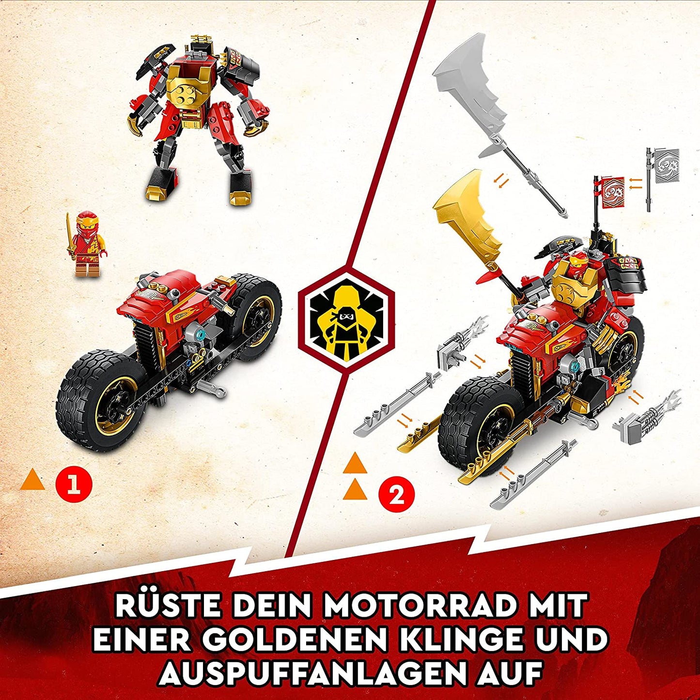 71783 Ninjago Kais Mech-Bike EVO, Konstruktionsspielzeug, Single