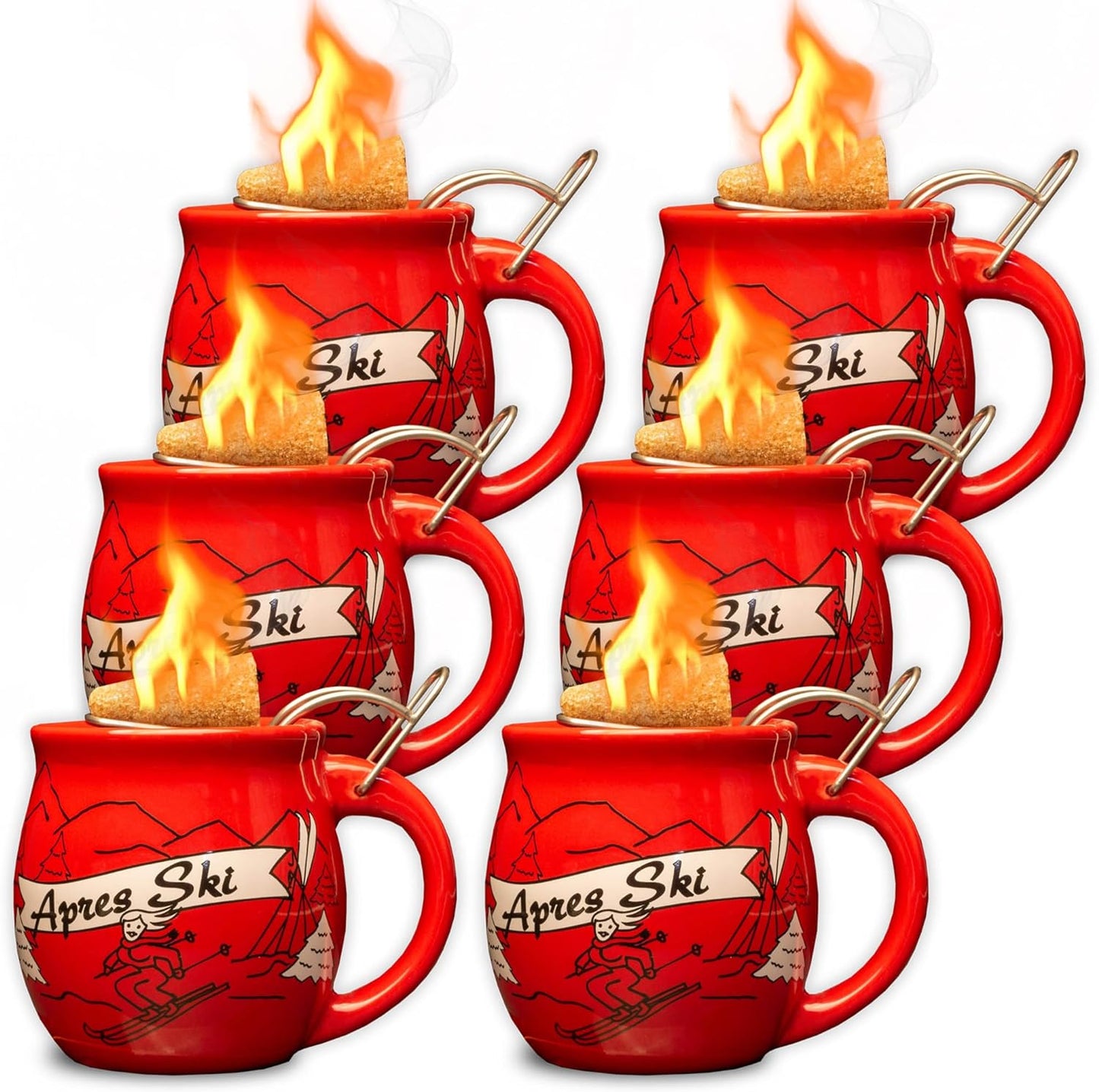 Feuerzangentasse Set, Rot/Après-ski
