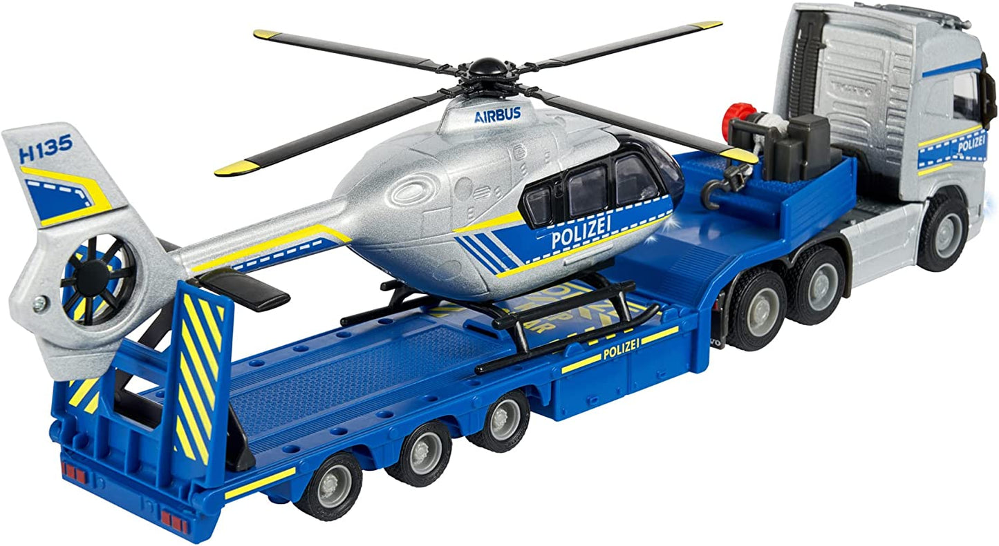 Volvo Polizei-Transporter FH-16 LKW mit Auflieger und Airbus Hubschrauber, Spielfahrzeug