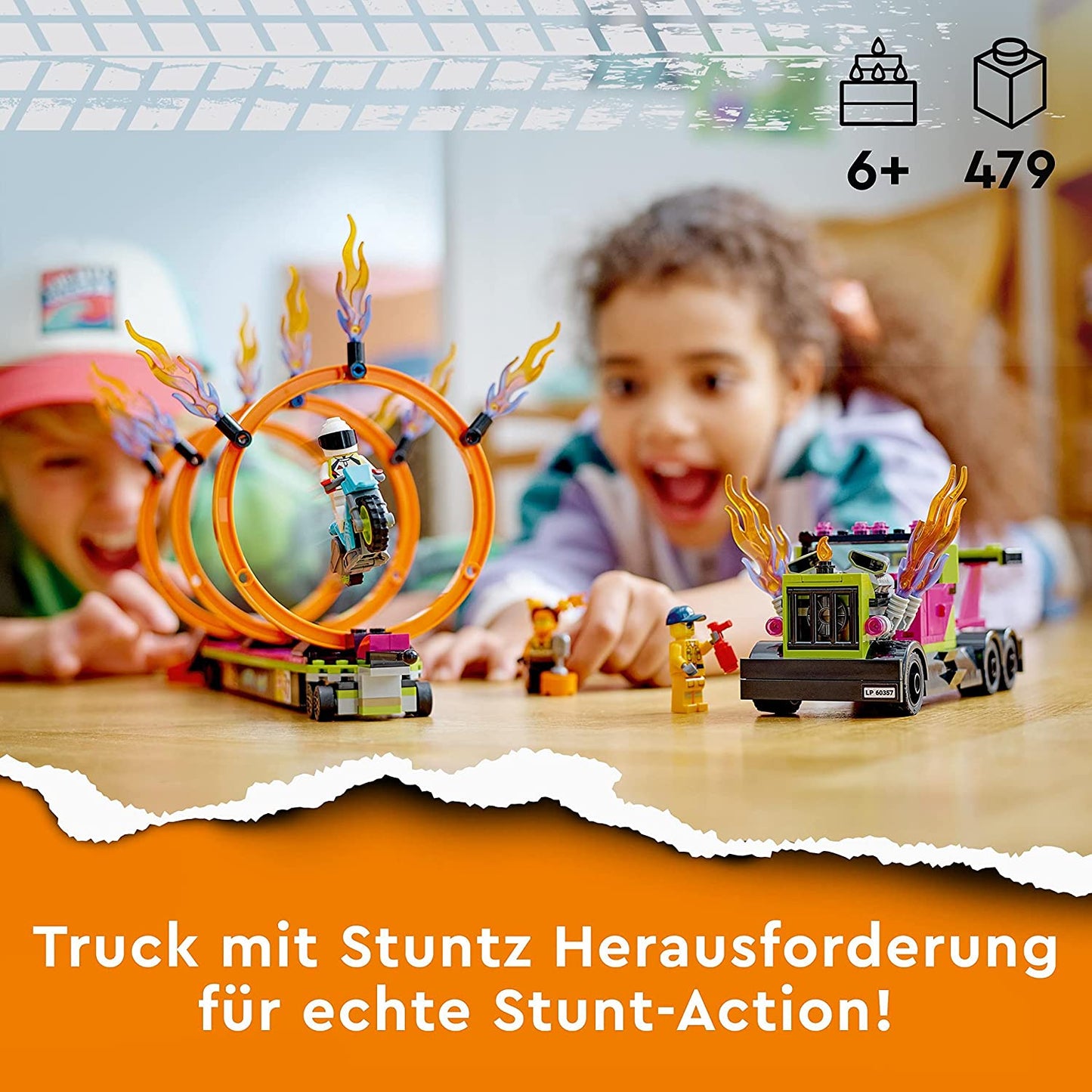 60357 City Stunttruck mit Feuerreifen-Challenge, Konstruktionsspielzeug, Single