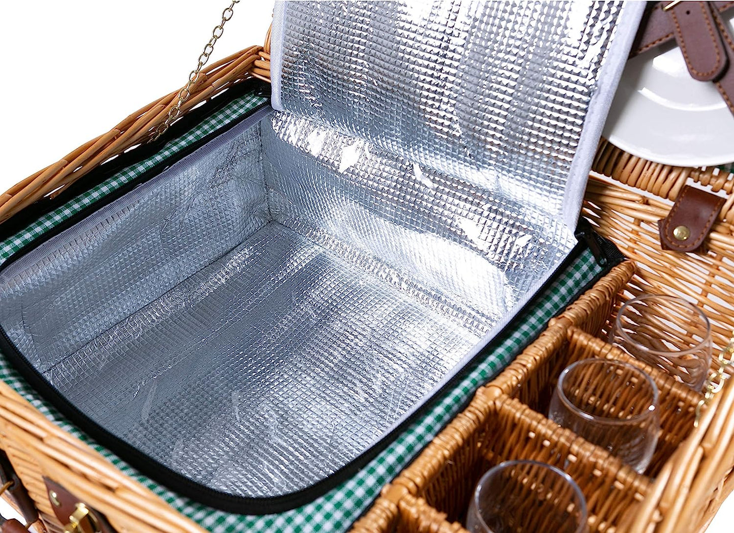 Picknickkorb-Set, Grün, für 4 Personen