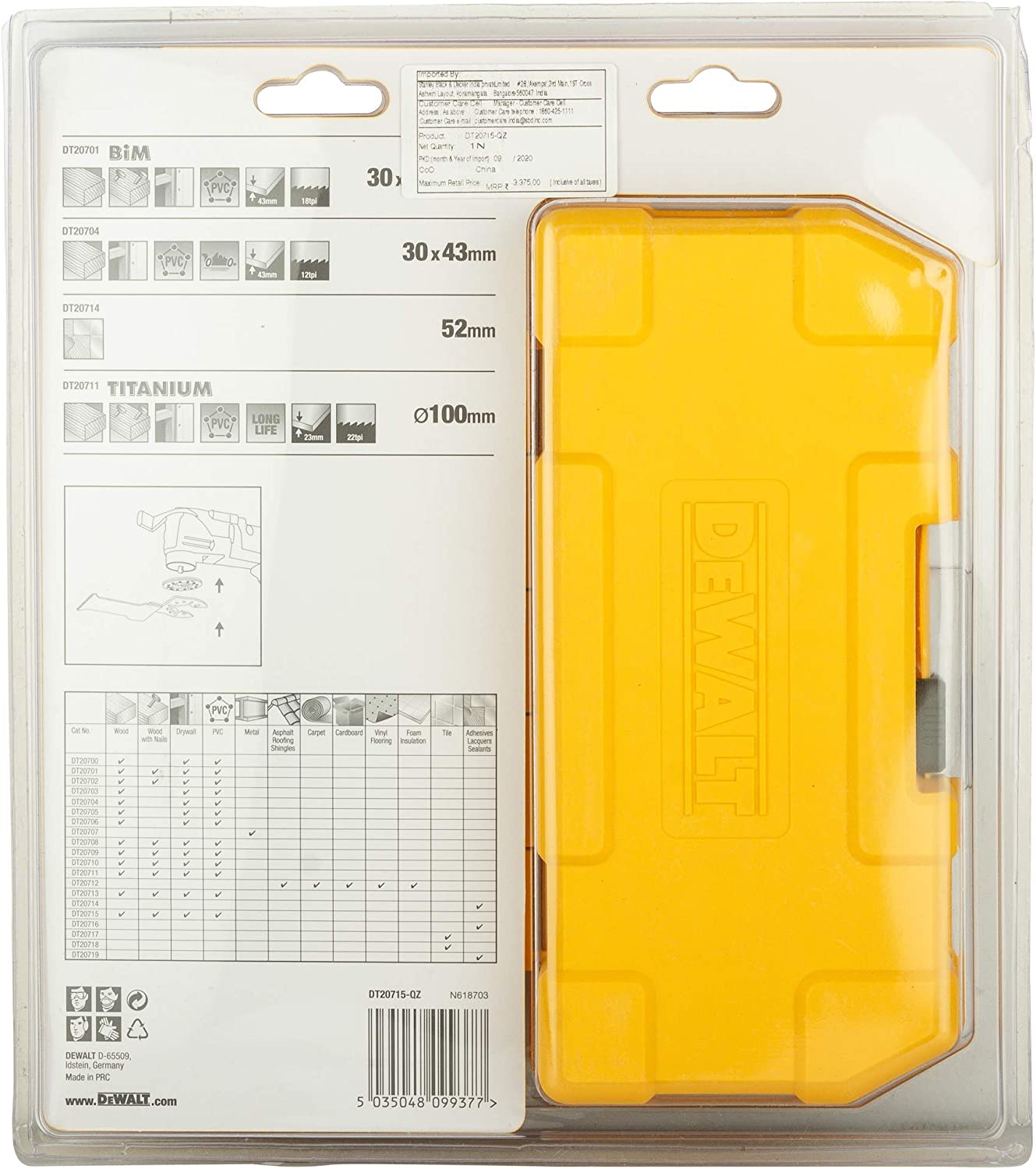 Multitool Zubehör-Set DT20715, Sägeblatt-Satz