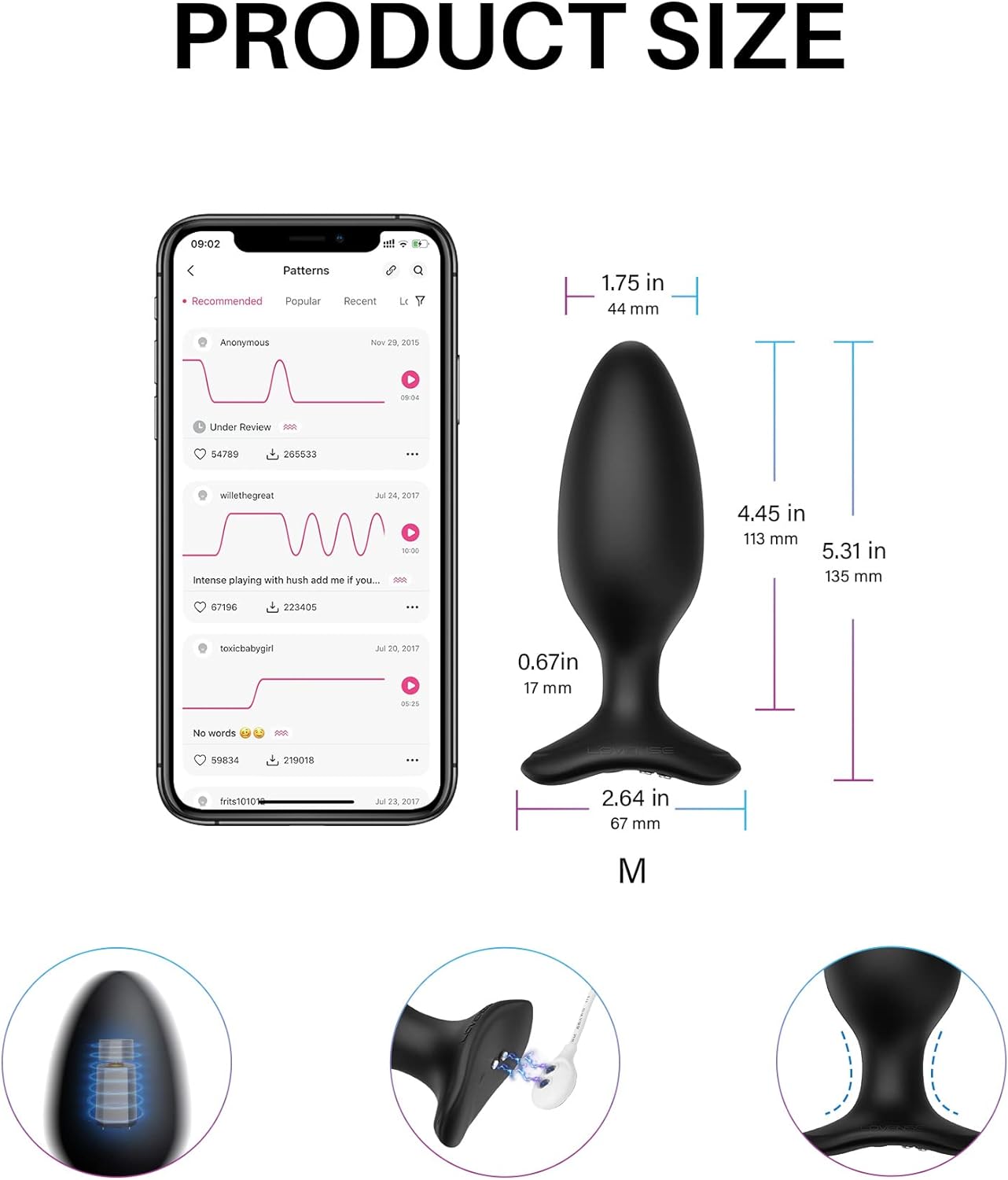 Hush 2 Butt Plug, Hush2-44.5mm