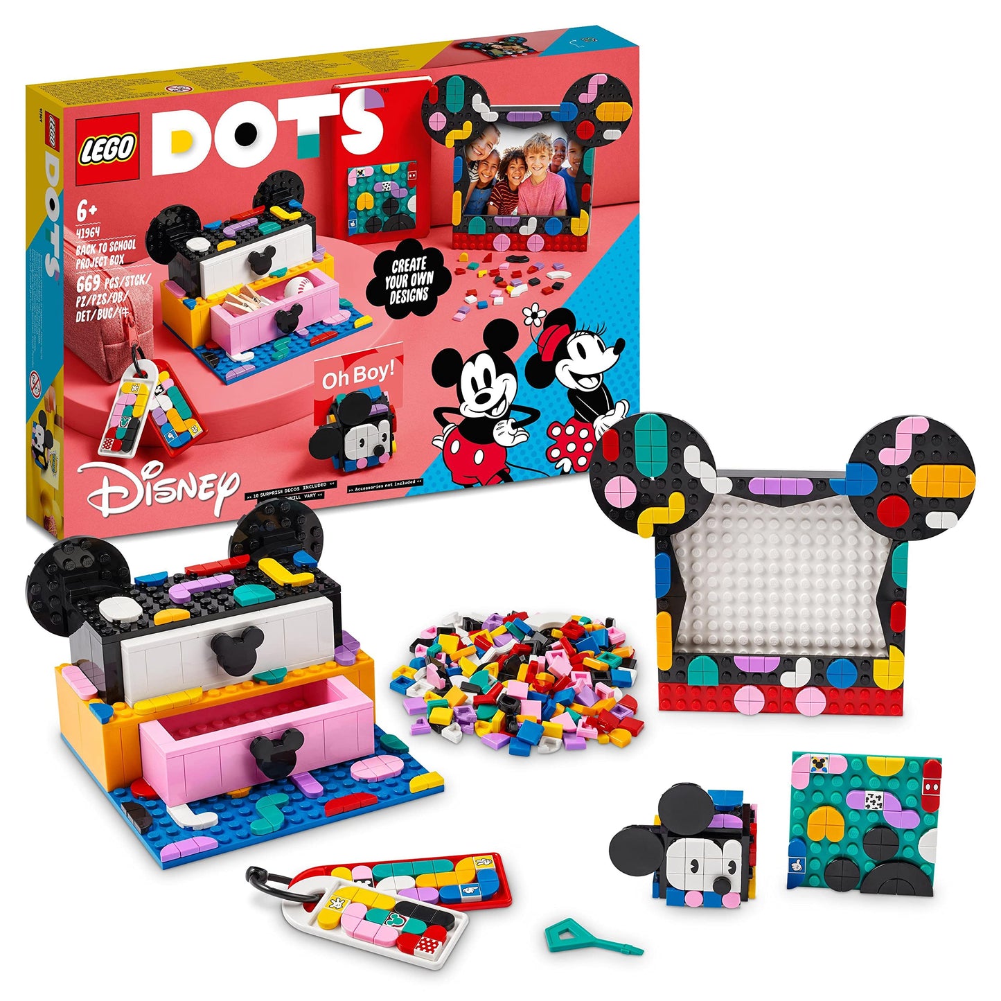 41964 DOTS Disney Micky & Minnie Kreativbox zum Schulanfang, Konstruktionsspielzeug