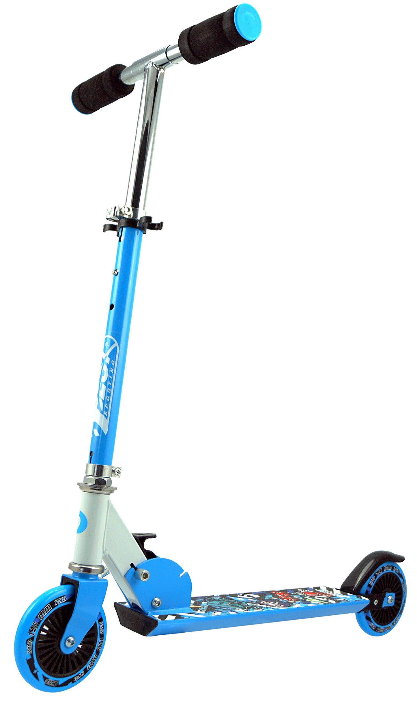 klappbarer Tretroller, Basic-Modell: blau-weiss