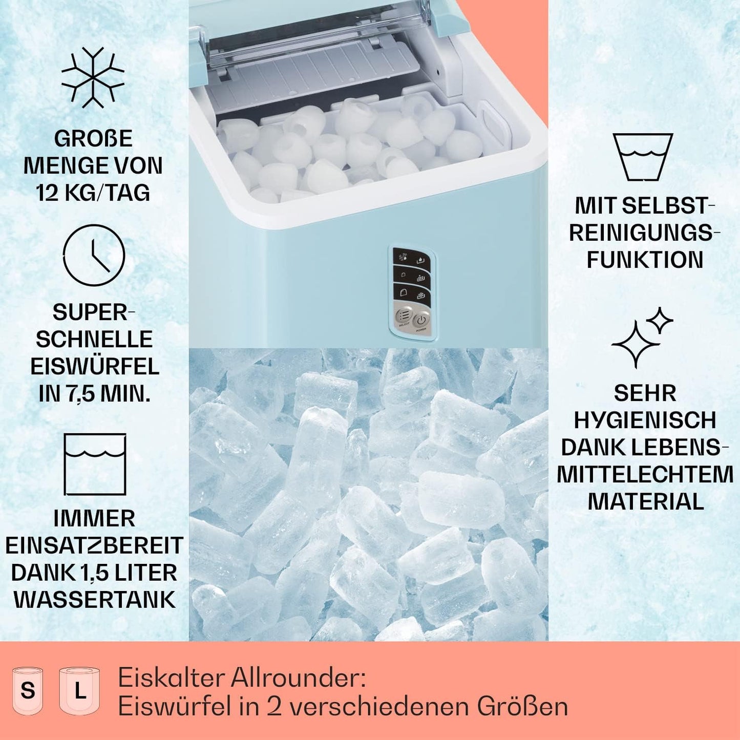 Eiswürfelmaschine, Blau