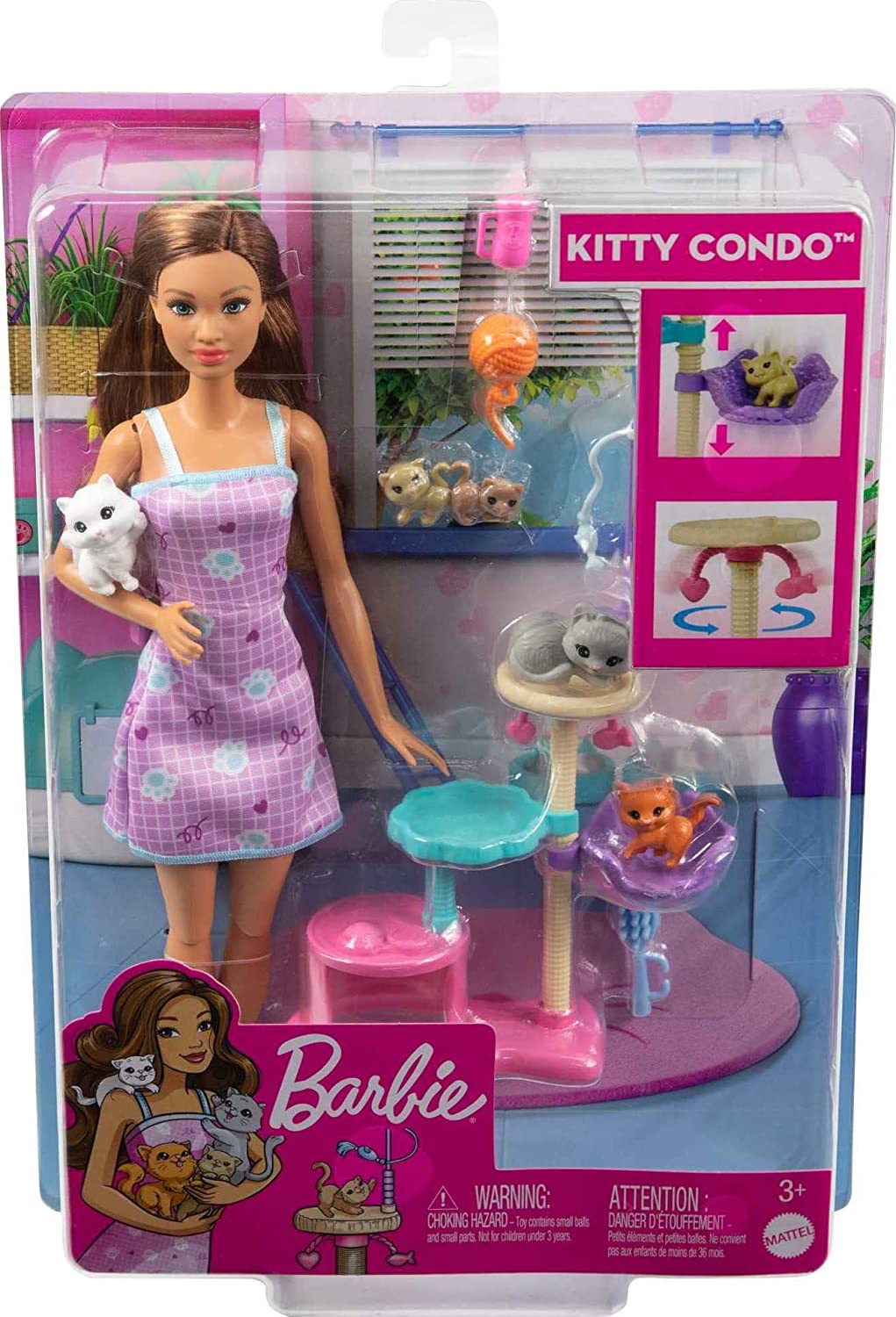 Barbie-Puppe und Kätzchen Kratzbaum Spielset