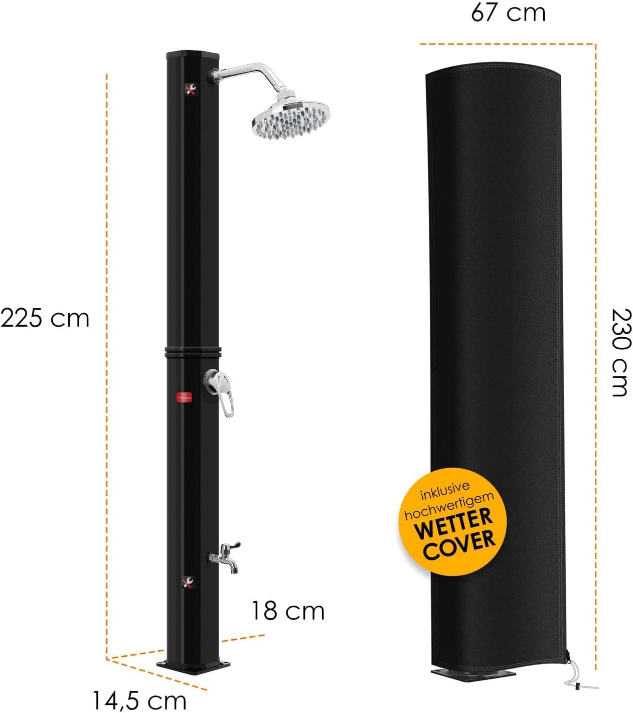 Solardusche, 40 Liter, Schwarz