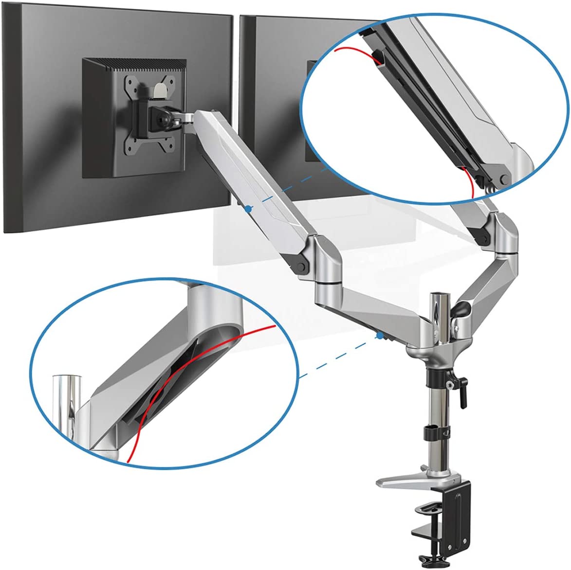 Dual-Monitorhalterung, 2 Monitore bis 32" (Max. 8kg je Arm)