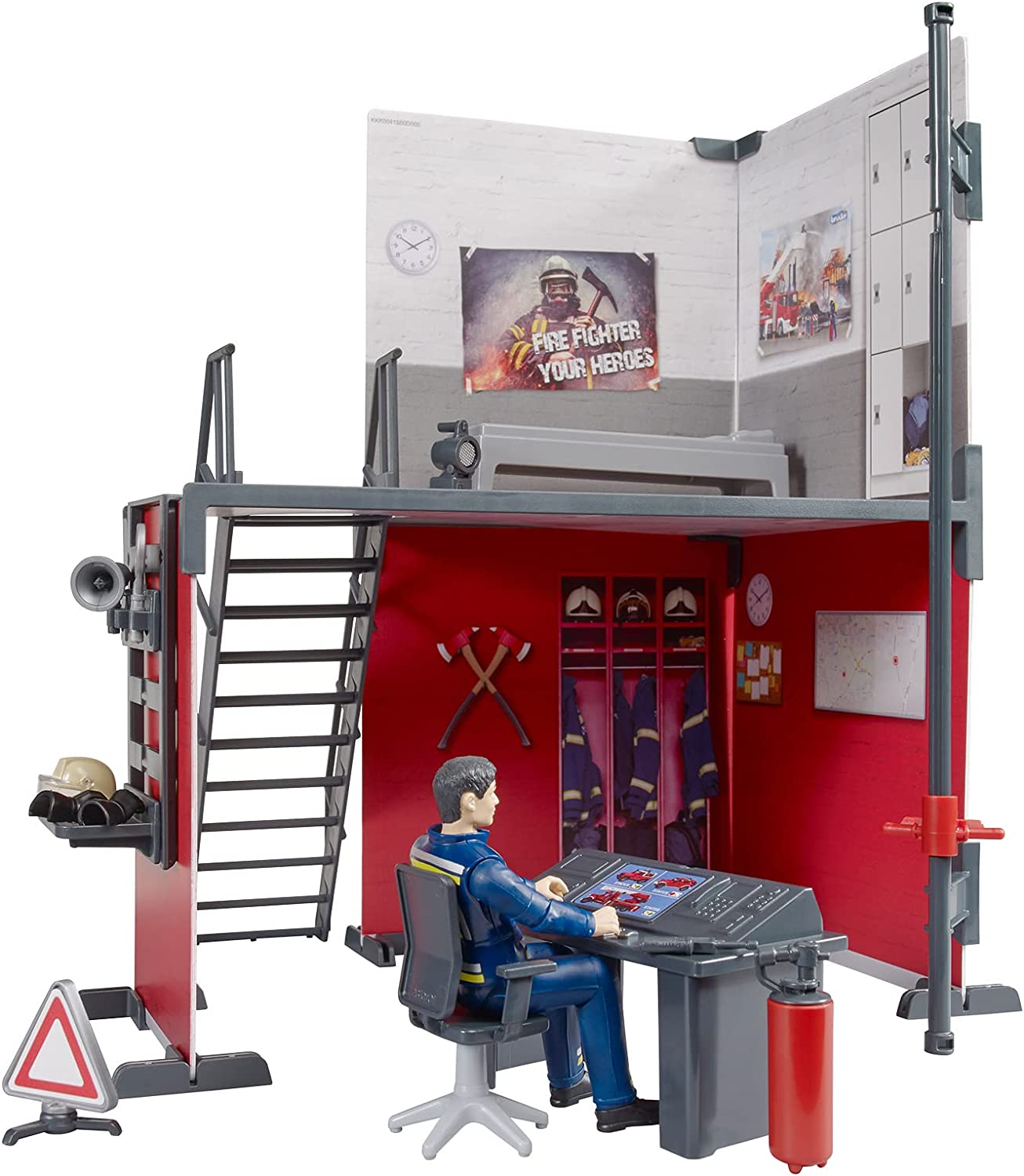 bworld Feuerwehrstation mit Feuerwehrmann, Kulisse