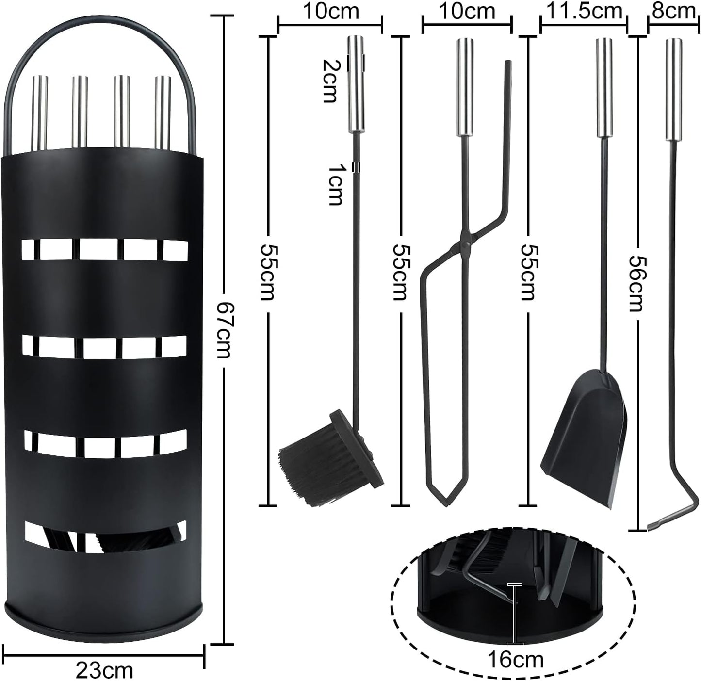 Kaminbesteck Set, Schwarz