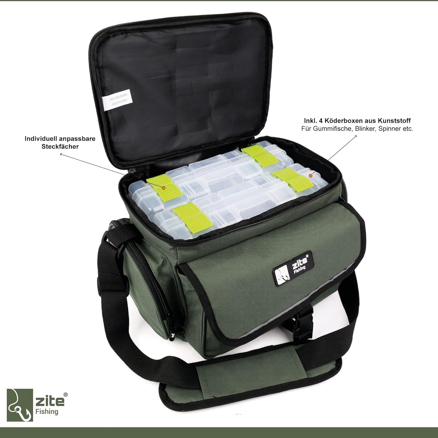 Fishing Angeltasche mit 4 Tackle-Boxen