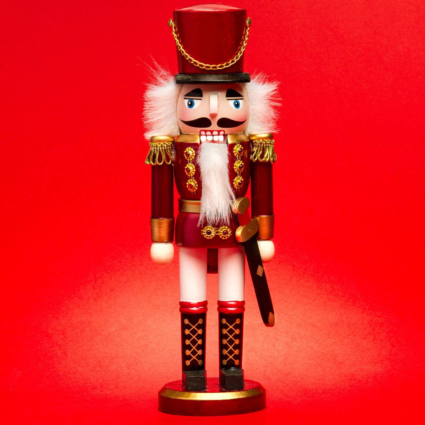 Nussknacker, Höhe ca. 28 cm; Soldat Rot Weiss