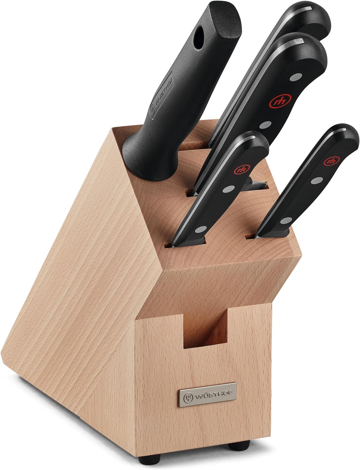 5-teiliges Messerblock-Set, 4 Kochmesser, Wetzstahl