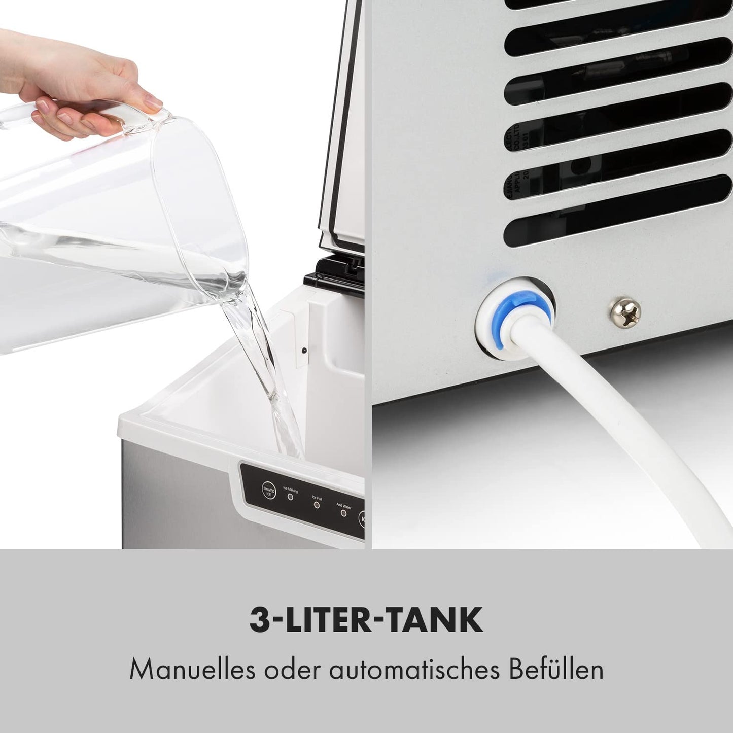 Ice Festival Eiswürfelmaschine, 3 L, Grau / Schwarz