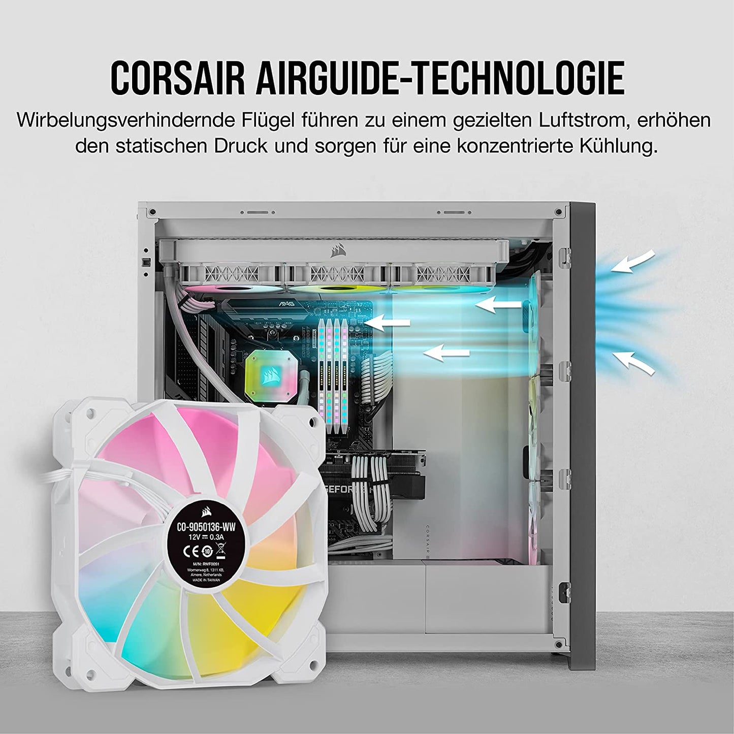 iCUE SP120 RGB E ELITE Performance 3x 120x120x25, Gehäuselüfter, 3-Pack mit Lighting Node CORE