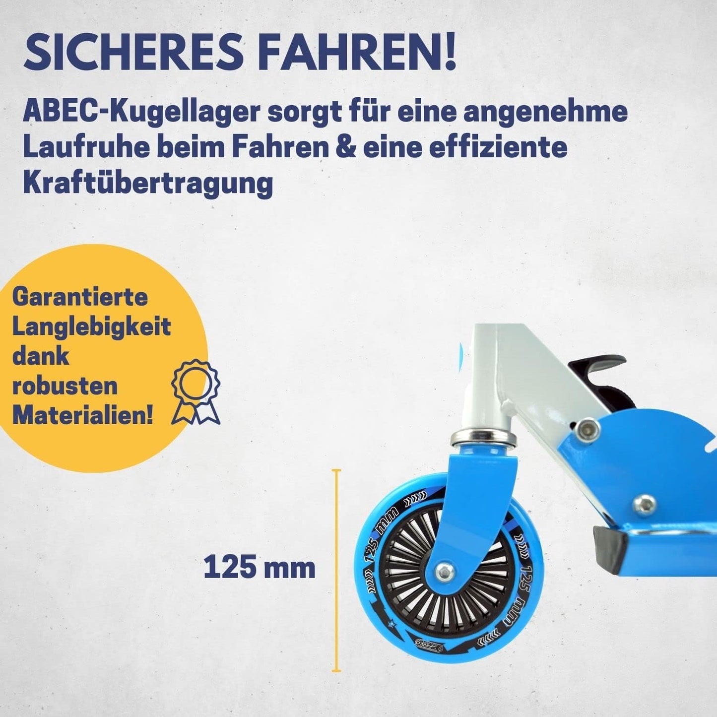 klappbarer Tretroller, Basic-Modell: blau-weiss