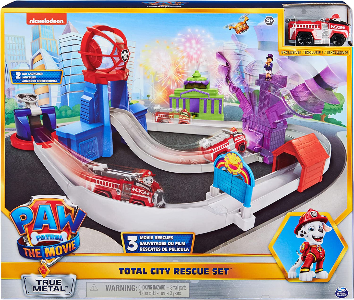 Paw Patrol, True Metal Total City Rescue Movie Rennstrecken-Set, Rennbahn