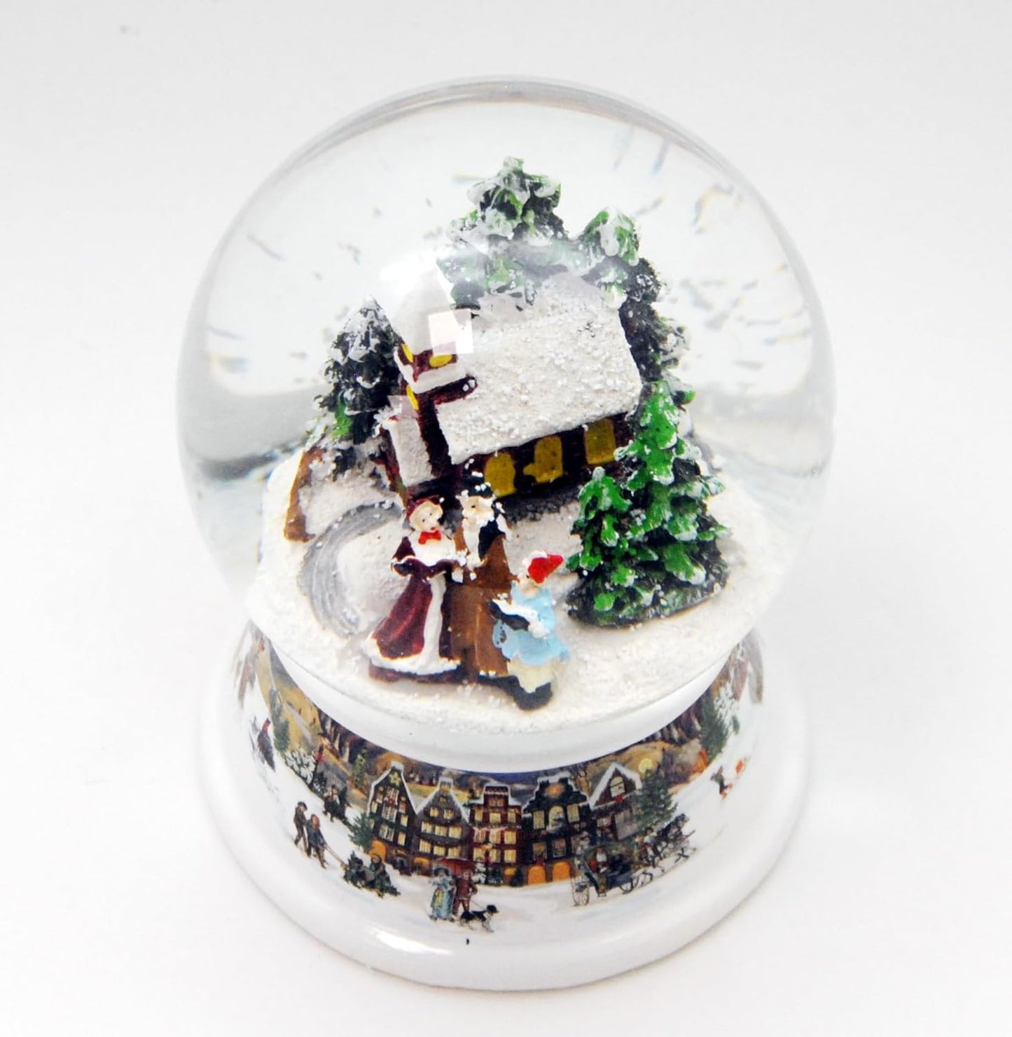 Nostalgie-Schneekugel, Winterlandschaft Ocker Rand