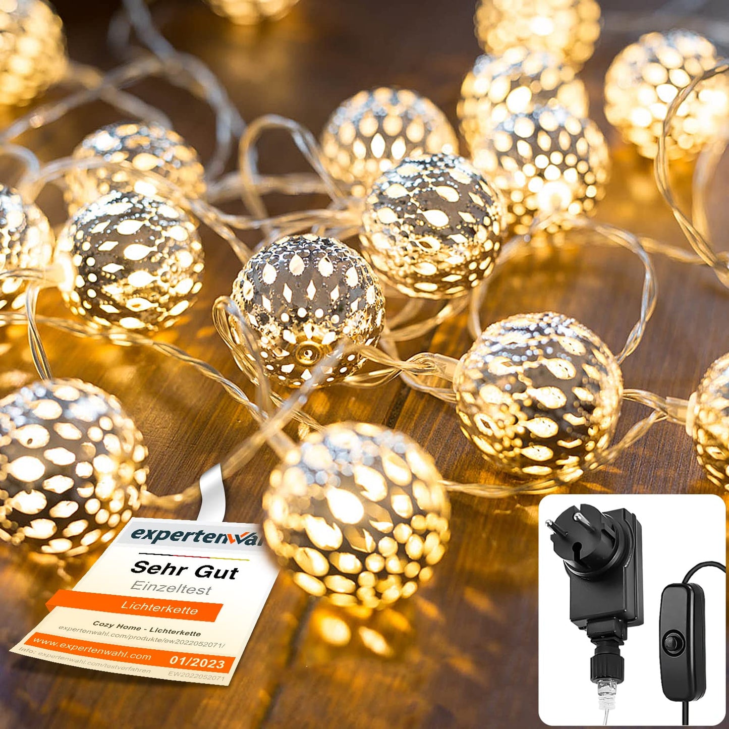 Marokkanische Lichterkette, Stecker - 20 LEDs - 7 Meter