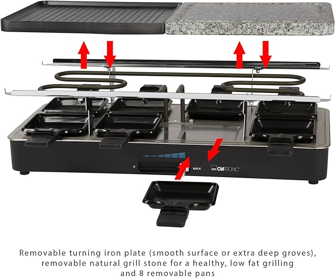 Raclettegrill RG 3518, Raclette mit heissem Stein + Grillplatte