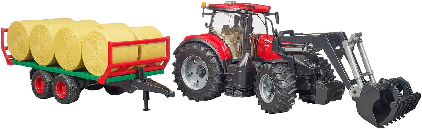 Case IH Optum 300CVX mit Frontlader und Ballentransportanhänger, Modellfahrzeug
