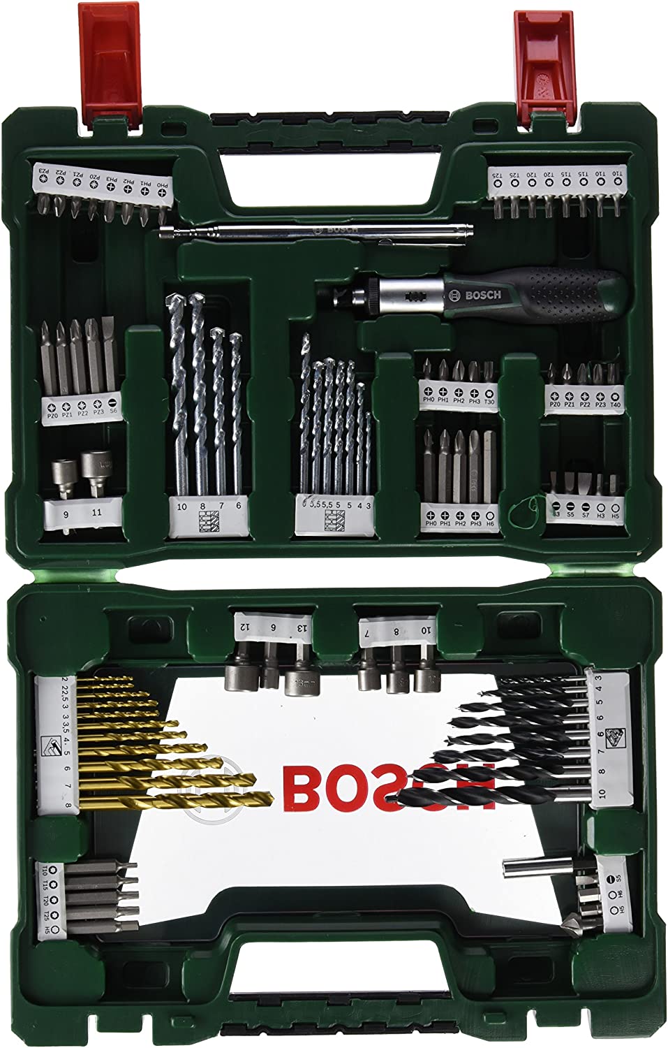 V-Line TIN Bohrer- / Bit-Set, 91-teilig, Bohrer- & Bit-Satz