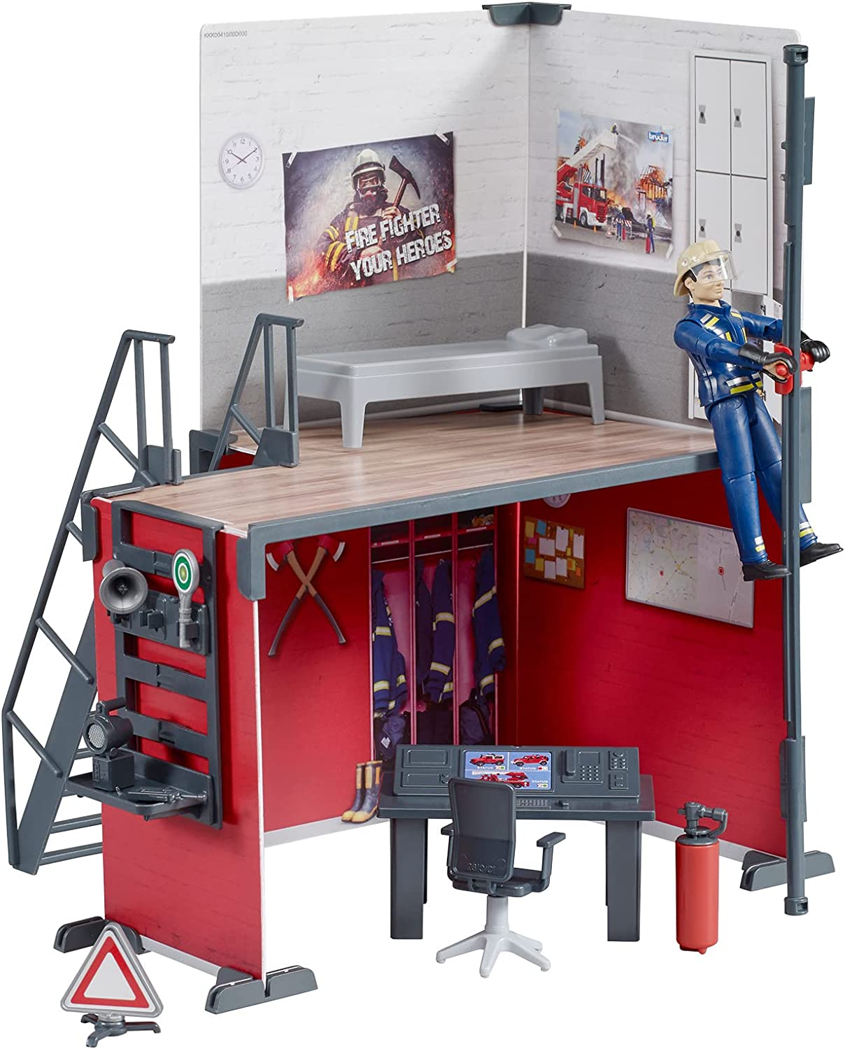 bworld Feuerwehrstation mit Feuerwehrmann, Kulisse