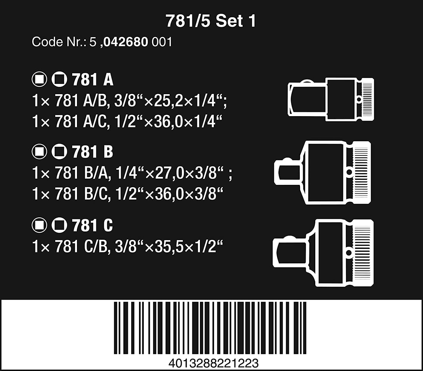Adapter-Set 781/5 Set 1, 5-teilig