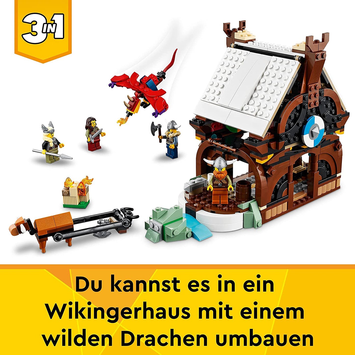 31132 Creator 3in1 Wikingerschiff mit Midgardschlange, Konstruktionsspielzeug