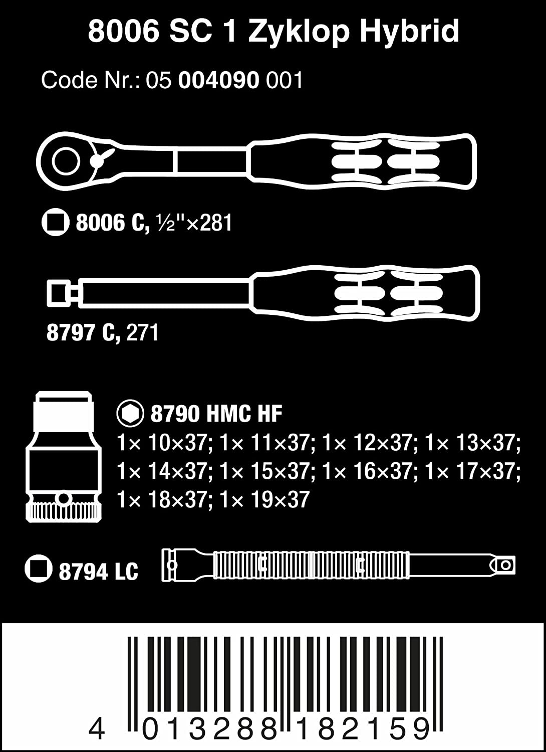 Zyklop Hybrid-Knarrensatz 8006 SC 1, Werkzeug-Set