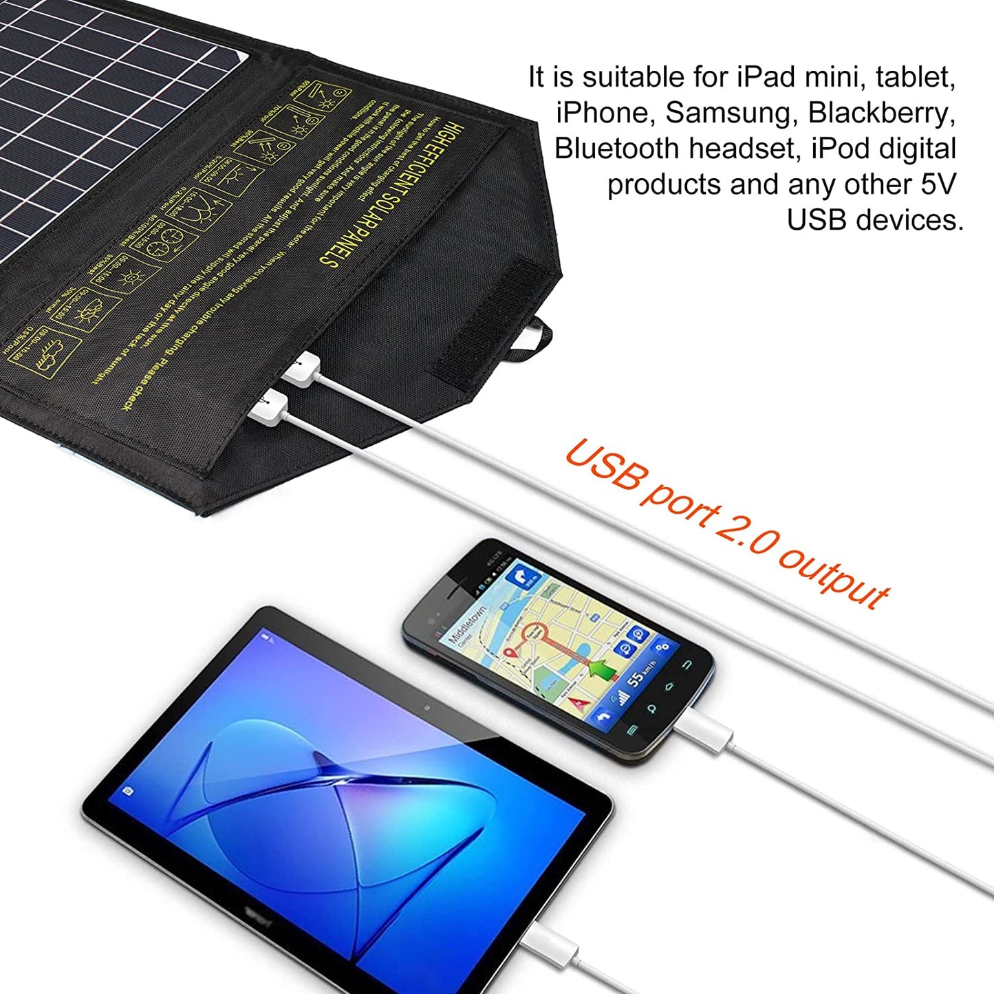 Faltbares Solar Ladegerät, 2 USB Anschlüsse
