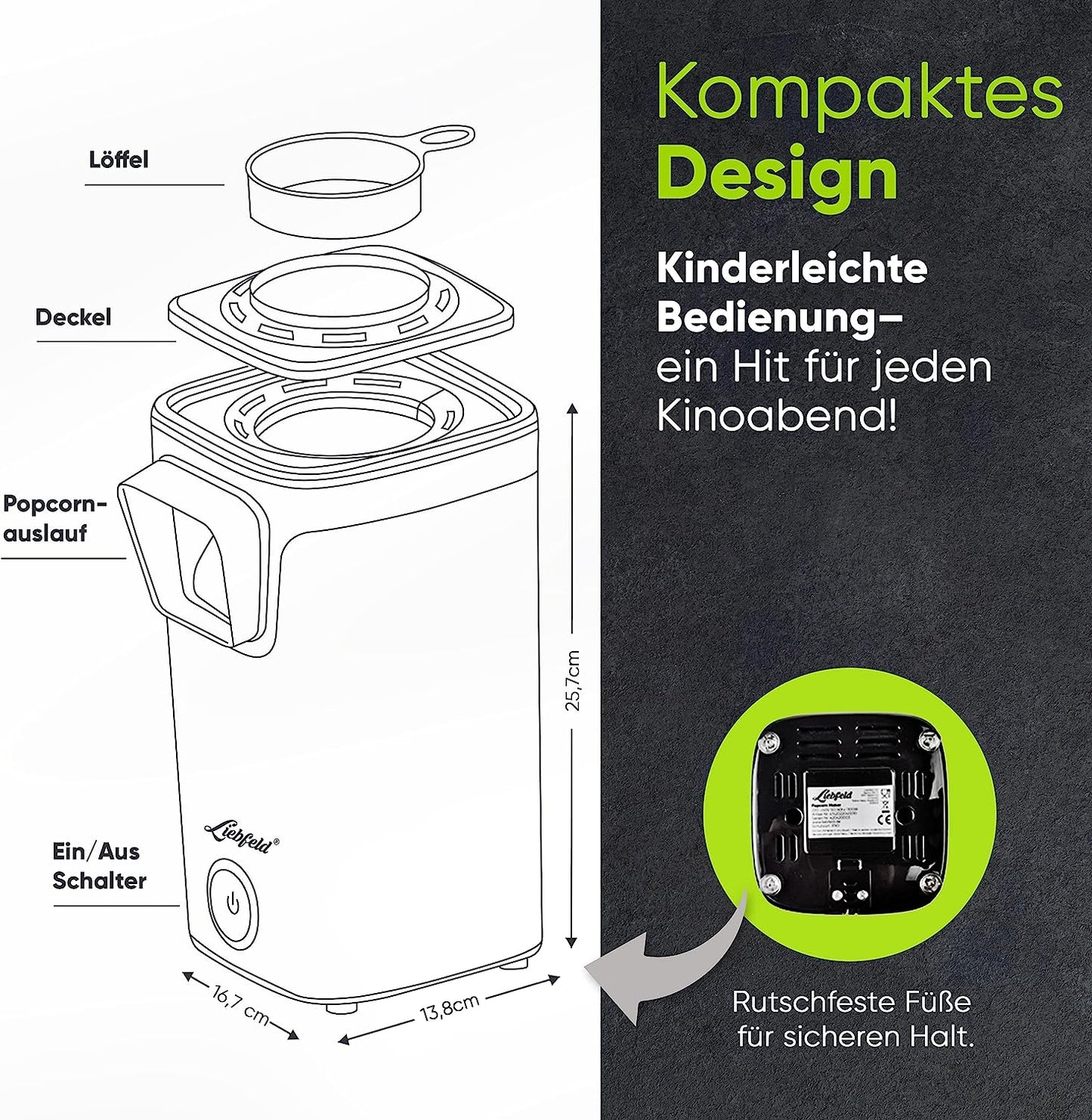 Heissluft Popcorn Maschine, Weiss